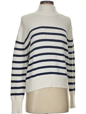 360 Sweater Cream Ribbed Turtleneck Sweater 100% Italian cotton